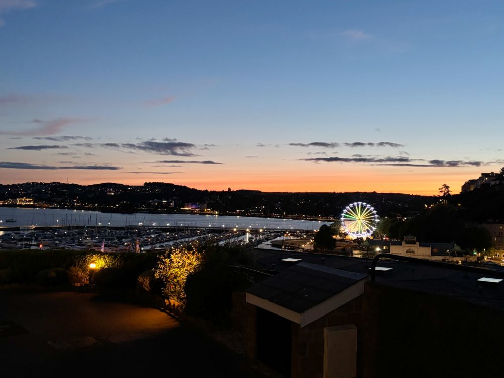 2, The Riviera, Torquay. Night time view.
