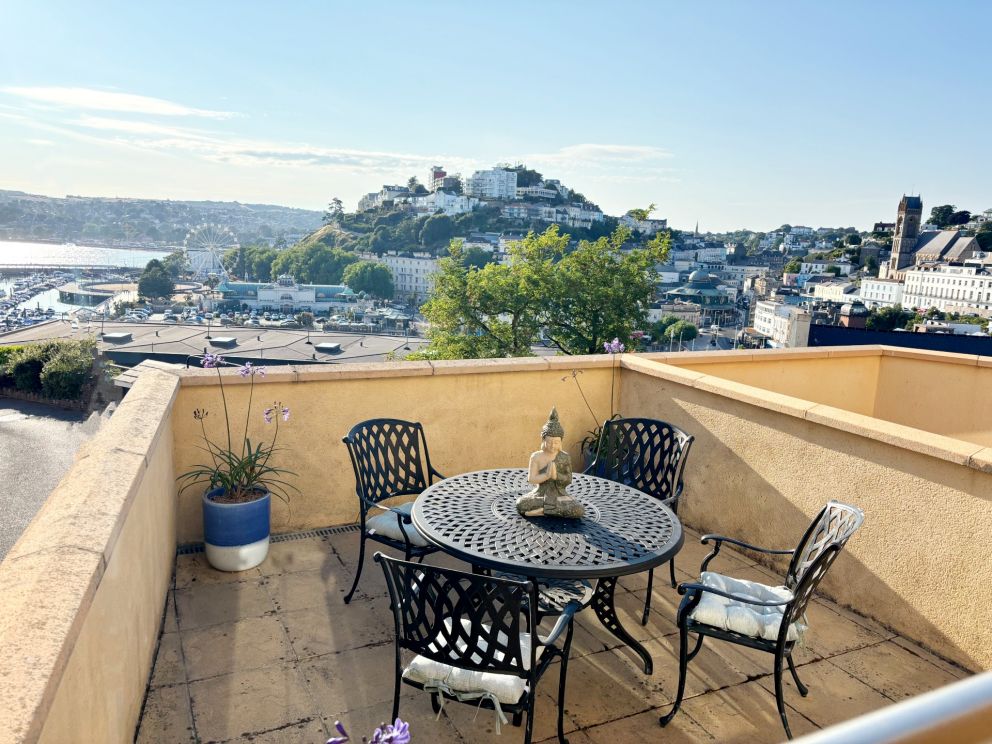 2, The Riviera, Torquay - terrace overlooking the harbour and seafront.