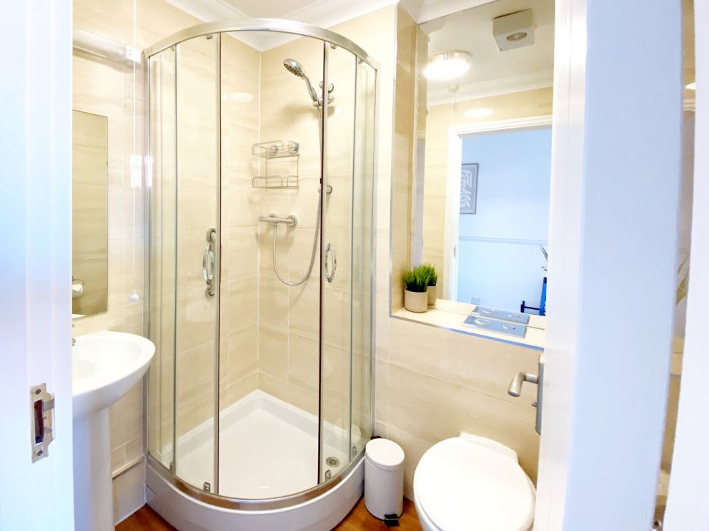 Family ensuite shower room - The Degas Suite at The Corbyn Head Apartments in Torquay