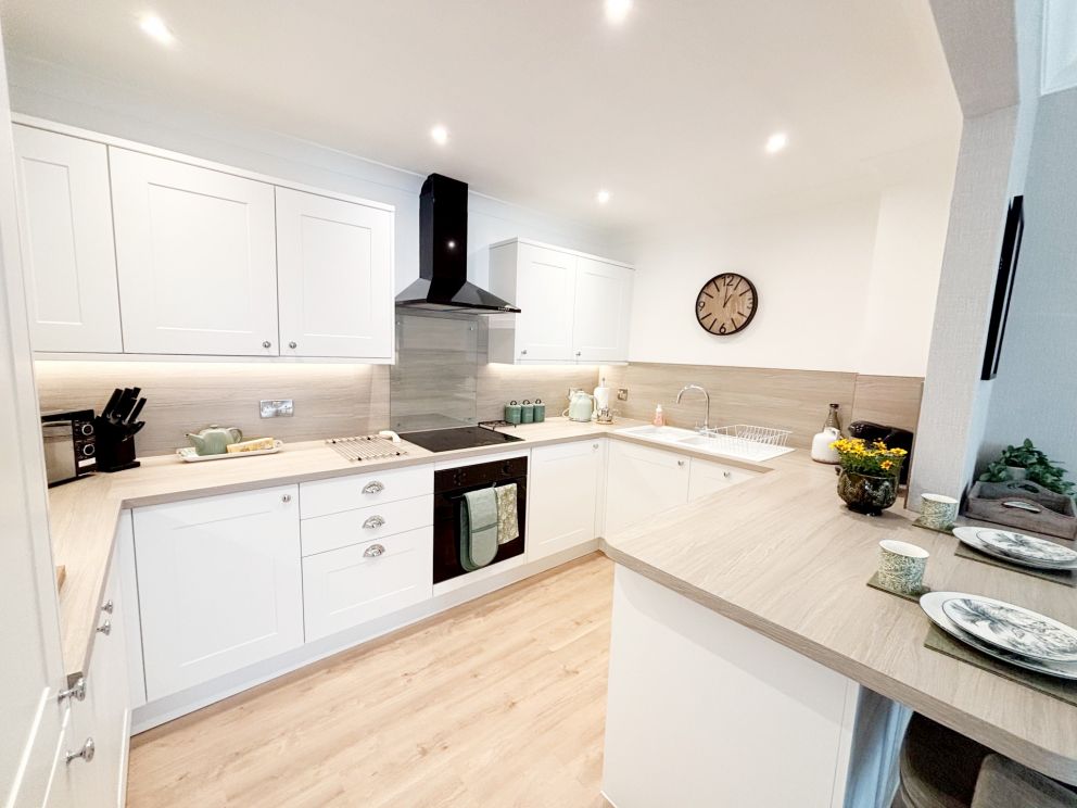 Forbes Ground Floor Suite at The Corbyn Apartments in Torquay. Modern refitted kitchen.