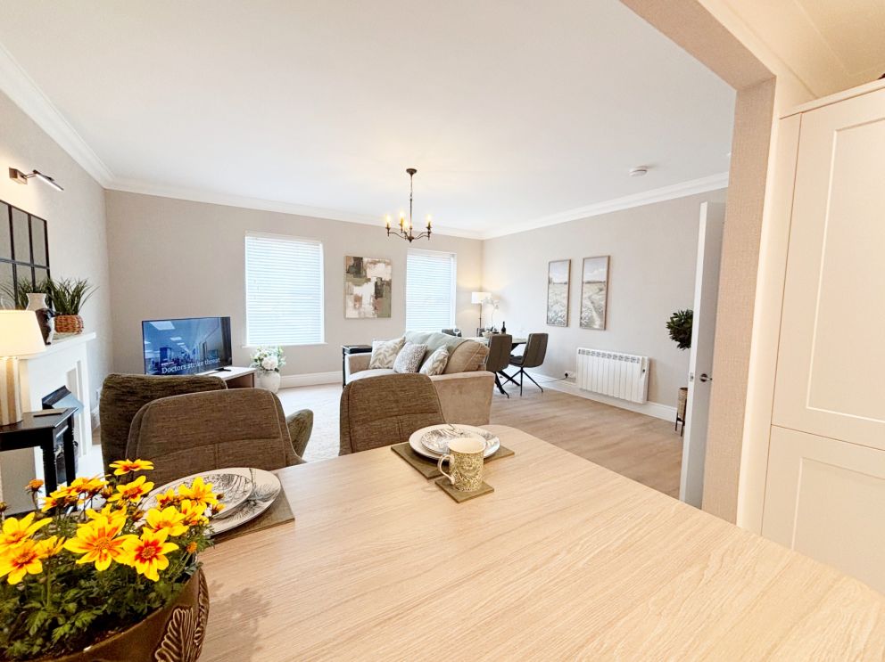 Forbes Ground Floor Suite at The Corbyn Apartments in Torquay. Open plan living and kitchen space.