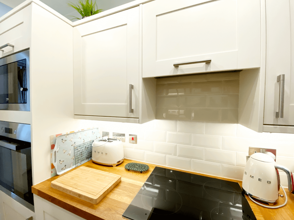 Modern Kitchen in Apartment 5 at The Muntham Luxury Holiday Apartments. First floor studio apartment.