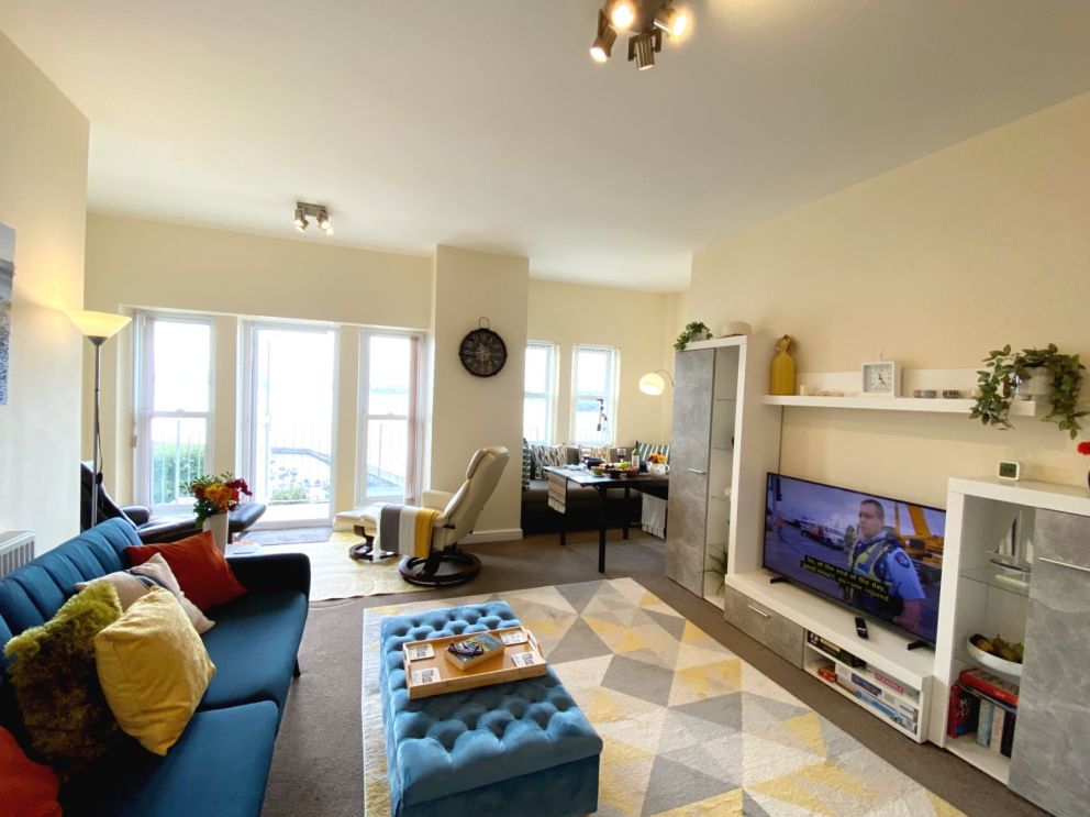 Living Area at No. 1 Marina Court - Sea View Apartment in Torquay.