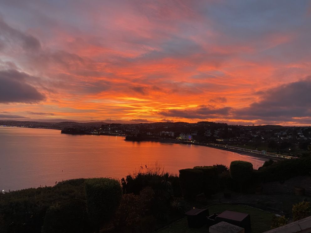 Sunset view from No.1 Marina Court - Sea View Apartment in Torquay