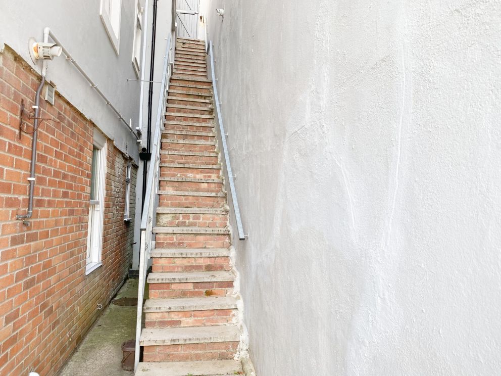 Ockendon House - 28 steps down to garden level apartment from street level.