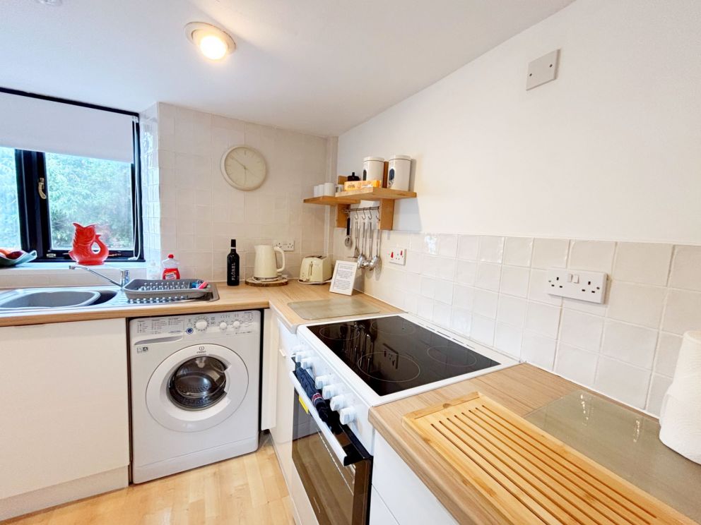 The kitchen at 1 Torwood gables - compact but well equipped.