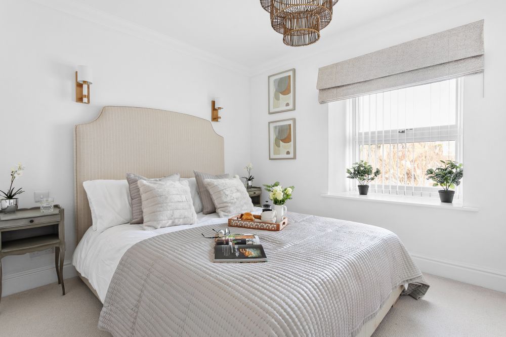 Main bedroom - light and spacious- Sea View Suite, The Corbyn Apartments, Torquay on The English Riviera