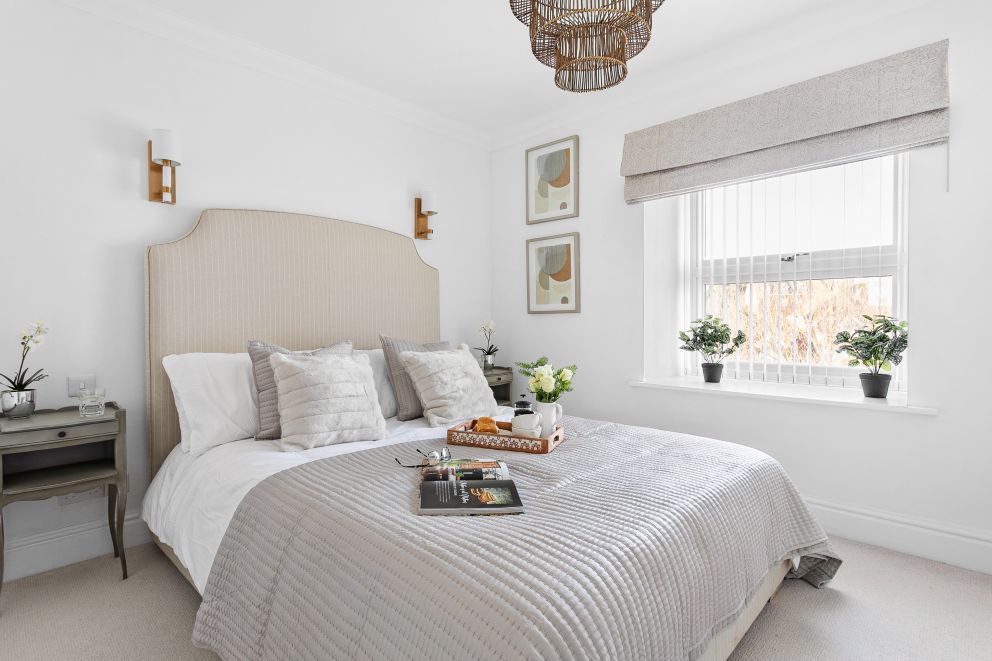 Main bedroom - light and spacious- Sea View Suite, The Corbyn Apartments, Torquay on The English Riviera