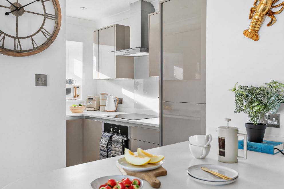 Kitchen with breakfast bar - Sea View Suite, The Corbyn Apartments, Torquay.
